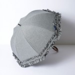 [Rose Blanc]遮光性100%晴雨兼用 ダブルフリル傘50㎝ ダンガリーグレー
